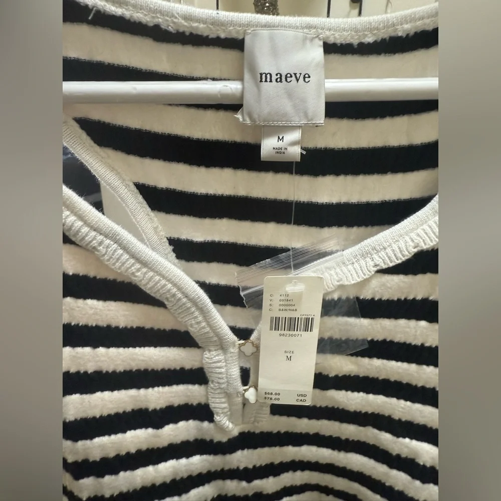 Anthropologie Black and Cream Striped Knit Top - Picture 2 of 5